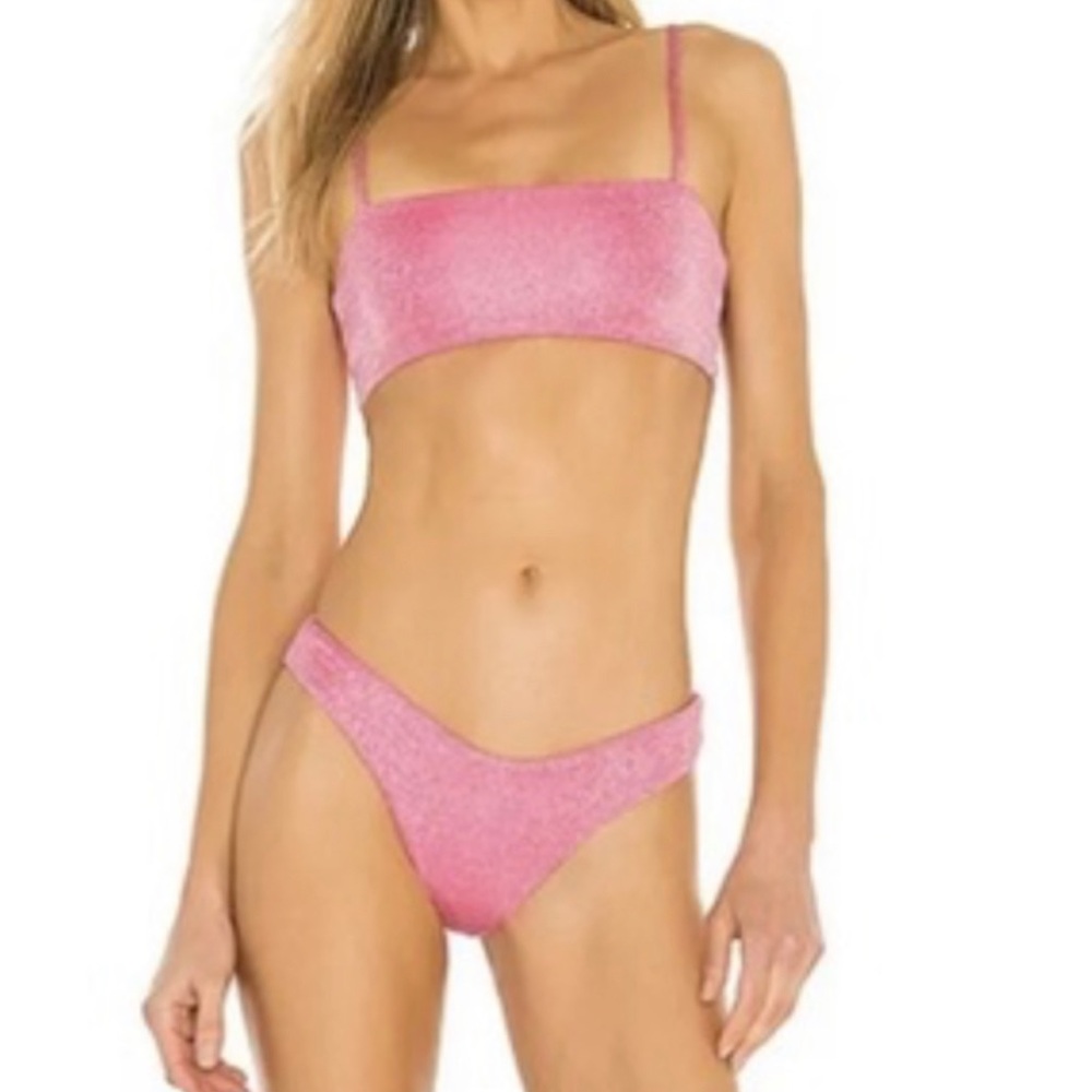 L SPACE PINK Shimmer Sandy Bikini Top (M)& Bottom (XL) - can sell separately!